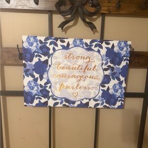 Floral Blue and Gold Inspirational Wall Art